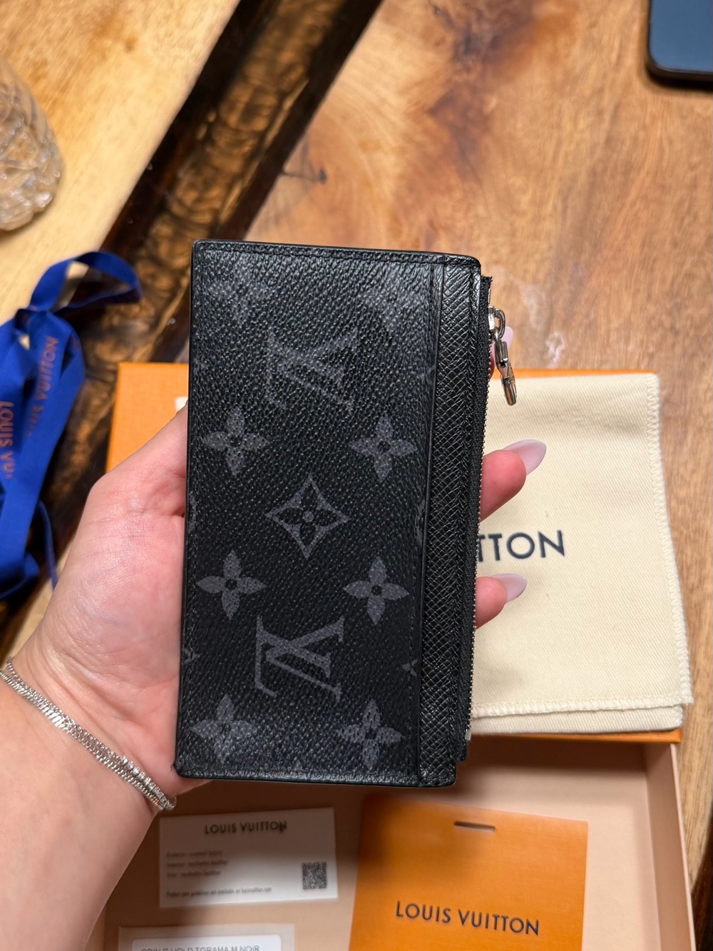 Louis Vuitton Black Monogram Eclipse Zip Card Holder